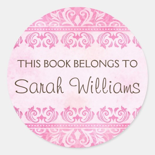 この本はステッカーのヴィンテージ・ピンク・ダマスクに属する ラウンドシール (正面)