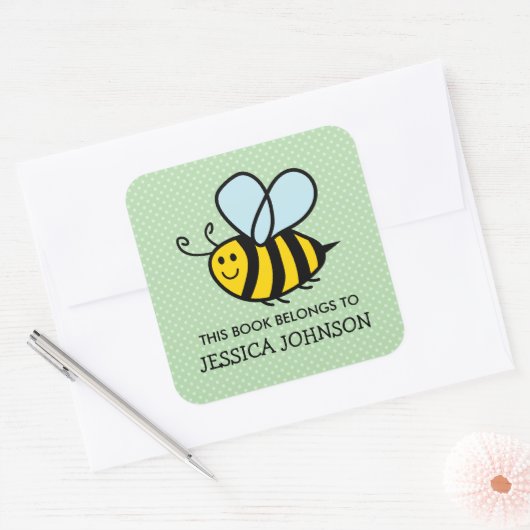 この本はハチミツ蔵書票のシールだ スクエアシール (封筒)