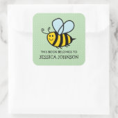 この本はハチミツ蔵書票のシールだ スクエアシール (バッグ)