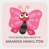 この本はピンクのかわいい蝶に属している スクエアシール (正面)