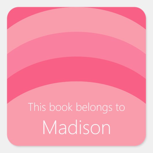 この本はピンクのストライプと白い名前の欄に属する スクエアシール (正面)