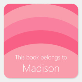 この本はピンクのストライプ 白い名前の欄 スクエアシール