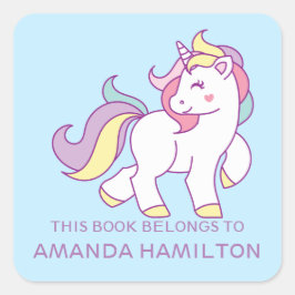 この本はピンクの可愛いユニコーンブルー淡い色のだ スクエアシール