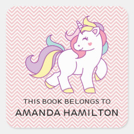 この本はピンク色の可愛いユニコーンに属している スクエアシール