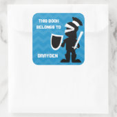 この本はブルーパーソナライズされたナイト少年だ スクエアシール (バッグ)