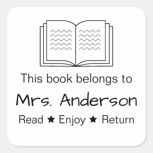 この本は先生名読に属す スクエアシール (正面)