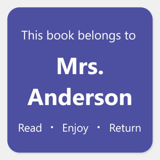 この本は先生名青蔵書票 スクエアシール (正面)