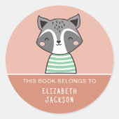 この本は可愛いアライグマの子供に属している ラウンドシール (正面)