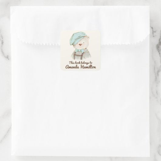 この本は可愛いクマのギンガムハットに属している スクエアシール (バッグ)