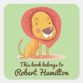 この本は可愛いシャイなライオンの本パーソナライズされただ スクエアシール