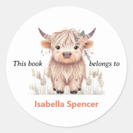 この本は可愛いハイランドモダン牛の本だ ラウンドシール