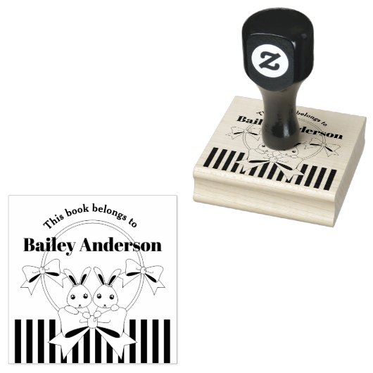 この本は可愛いバニーキッズ蔵書票 ラバースタンプ (押印)