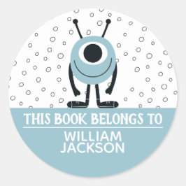 この本は可愛いパステルブルーのおもしろいモンスターだ ラウンドシール