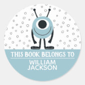 この本は可愛いパステルブルーのおもしろいモンスターだ ラウンドシール (正面)