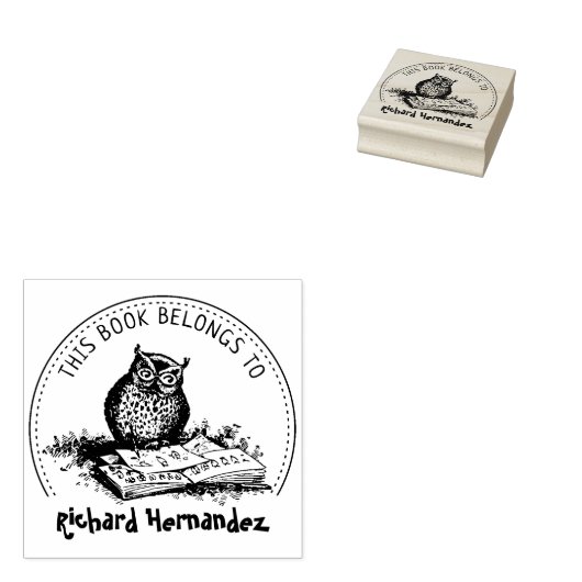 この本は可愛いフクロウの本だ ラバースタンプ (押印)