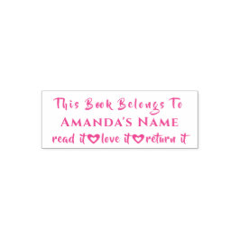 この本は名前をカスタムするガーリーピンク セルフインキングスタンプ