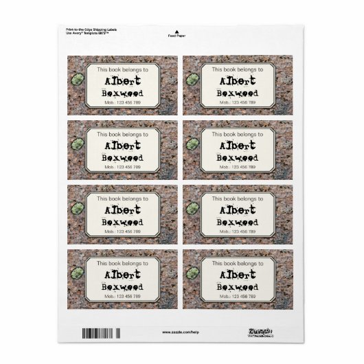 この本は名前をカスタムする岩肌に属する ラベル (フルシート)