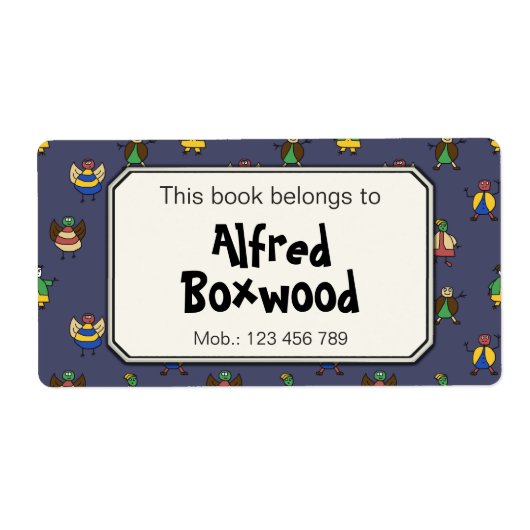 この本は名前をカスタムする漫画の人々に属する ラベル (正面)