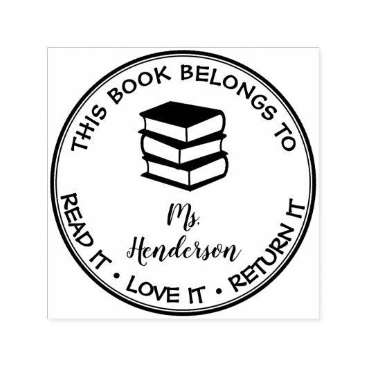 この本は図書館のカスタム本だ セルフインキングスタンプ (デザイン)