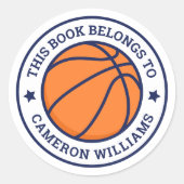 この本は学校名のバスケットボールだ ラウンドシール (正面)