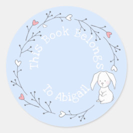 この本は属する – かわいいバニーのリースの子供 ラウンドシール