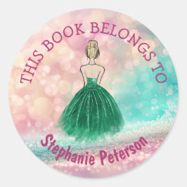 この本は属する – グラデーショングリッターレインボー ラウンドシール