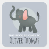 「この本は属する」ジャングルエレファントキッズ蔵書票 スクエアシール (正面)