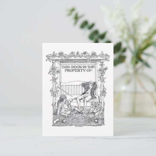 「この本は所有している」ヴィンテージ蔵書票はがき ポストカード (スタンド正面)