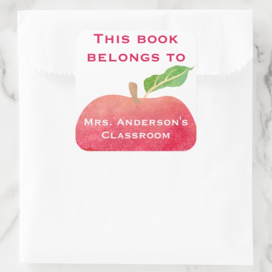 この本は教室のアップルパーソナライズされたに属している スクエアシール (バッグ)