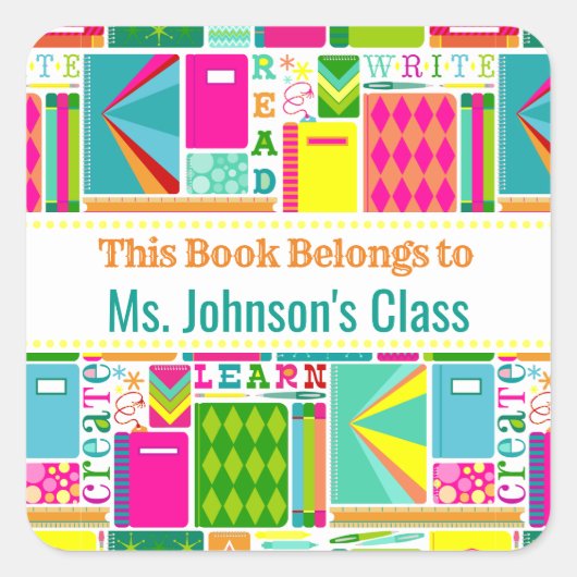 この本は明るい学校の用品のラベルに属している スクエアシール (正面)