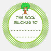 この本は木や水玉模様の本だ ラウンドシール (正面)