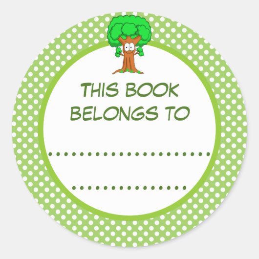 この本は木や水玉模様の本だ ラウンドシール (正面)
