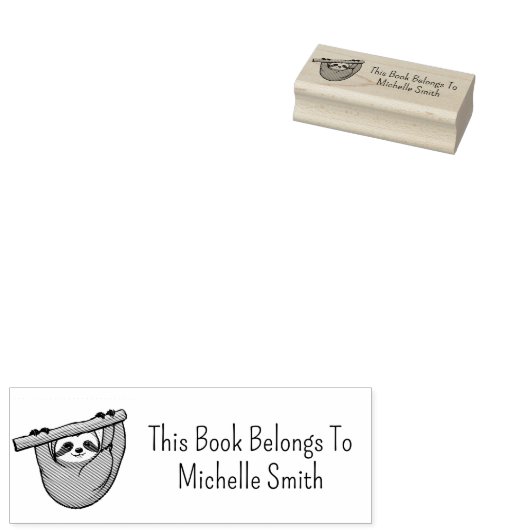 この本は枝に付いたかわいいナマケモノの本カスタムだ ラバースタンプ (押印)