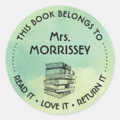 この本は水パーソナライズされた色の緑だ ラウンドシール (正面)