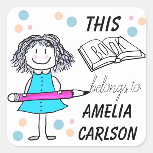 この本は漫画の女の子のカスタム本 スクエアシール (正面)