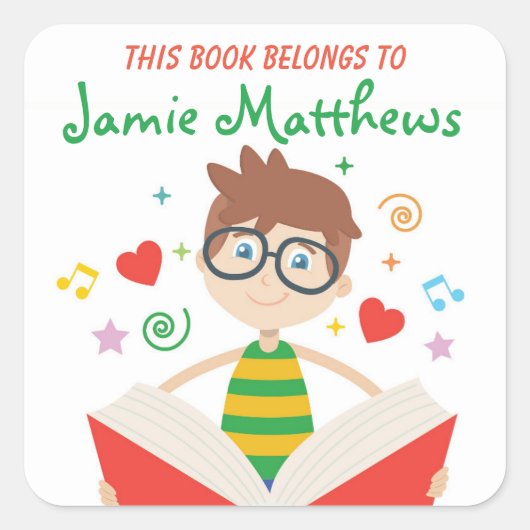 この本は漫画の少年の本読だ スクエアシール (正面)