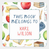 この本は私の新学期蔵書票 スクエアシール (正面)