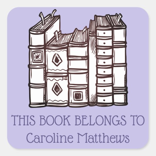 この本は紫パーソナライズされただ スクエアシール (正面)