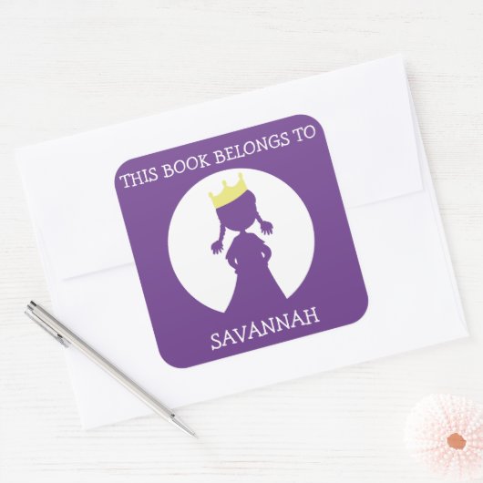 この本は紫パーソナライズされたプリンセス スクエアシール (封筒)