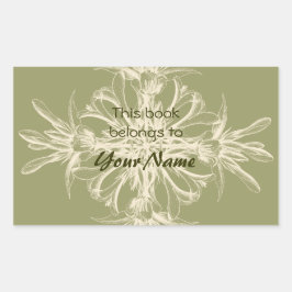 この本は花のシールに属している 長方形シール