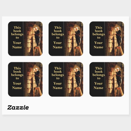 この本は蔵書票のステッカーの図書館の人に属します スクエアシール (シート)