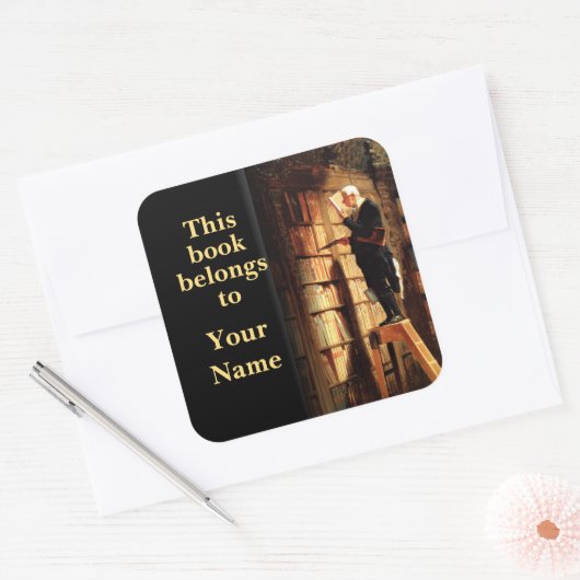 この本は蔵書票のステッカーの図書館の人に属します スクエアシール (封筒)