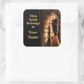 この本は蔵書票のステッカーの図書館の人に属します スクエアシール (バッグ)