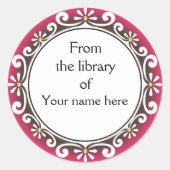 この本は蔵書票 – 白い渦巻き ラウンドシール (正面)