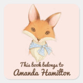 この本は青い弓の可愛いキツネの点々のある本だ スクエアシール (正面)