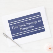 この本は青と白の蔵書票 長方形シール (封筒)