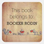 この本パーソナライズされたは蔵書票かわいい スクエアシール (正面)