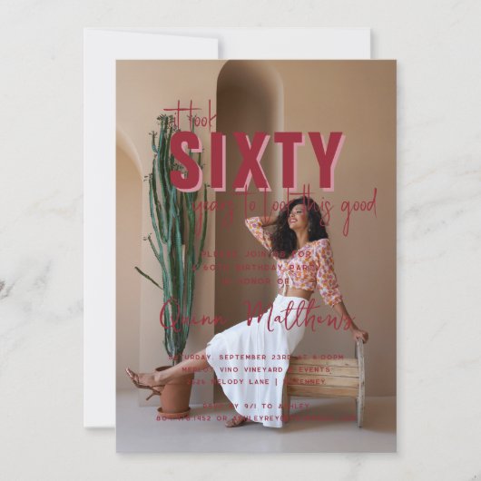 この格好いい |誕生日パーティーの任意の年の写真 招待状 (正面)