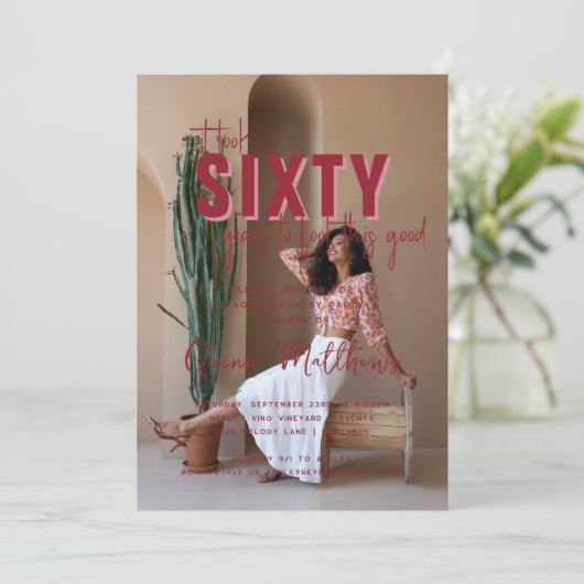 この格好いい |誕生日パーティーの任意の年の写真 招待状 (スタンド正面)