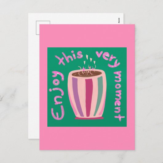 この楽しむ瞬間ホットコーヒーカップ引用文 シーズンポストカード (正面/裏面)